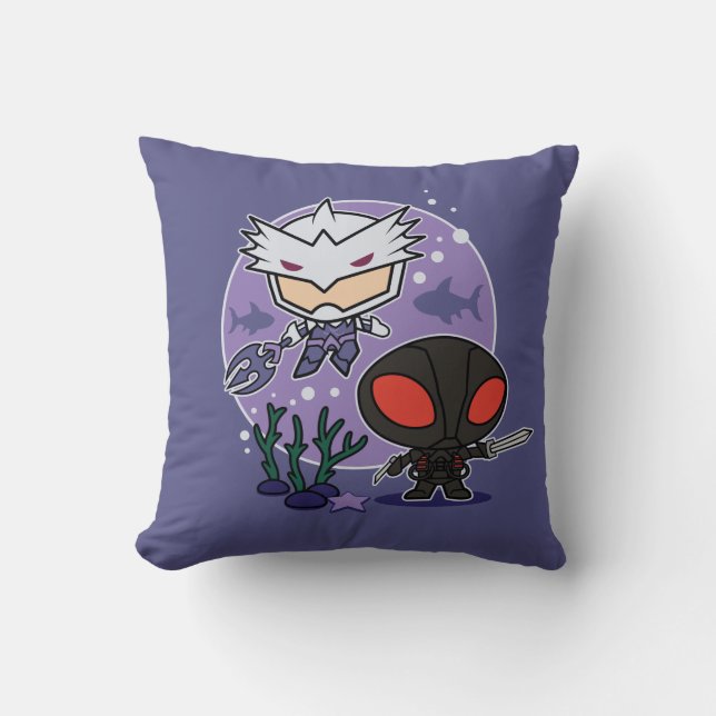 Aquaman | Chibi Orm & Black Manta Undersea Graphic Cushion (Front)