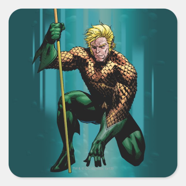 Aquaman Crouching Square Sticker (Front)