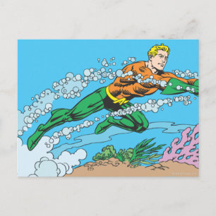 Aquaman Dashes Thru Water Postcard