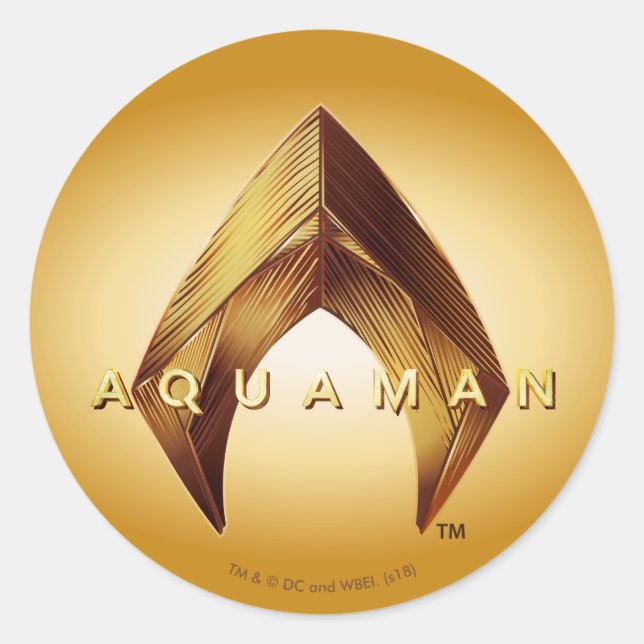 Aquaman | Golden Aquaman Logo Classic Round Sticker (Front)
