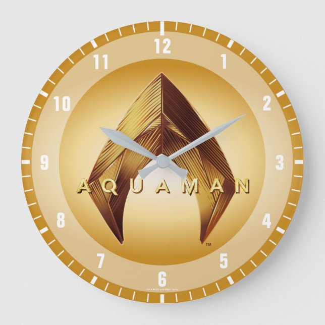 Aquaman | Golden Aquaman Logo Large Clock (Front)