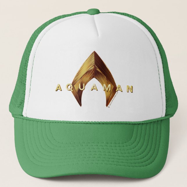 Aquaman | Golden Aquaman Logo Trucker Hat (Front)