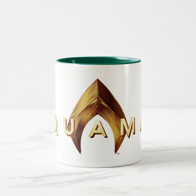 Aquaman | Golden Aquaman Logo Two-Tone Coffee Mug (Center)