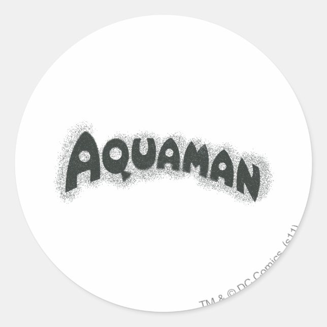 Aquaman Grunge Black Logo Classic Round Sticker (Front)