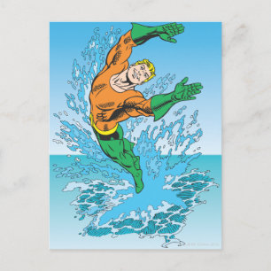 Aquaman Jumps Out of Sea Postcard