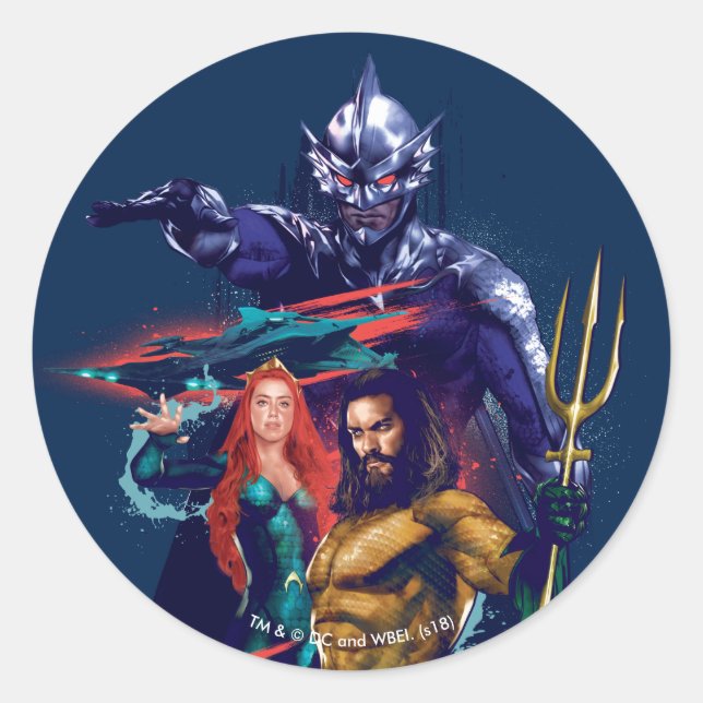 Aquaman | King Orm Versus Mera & Aquaman Classic Round Sticker (Front)