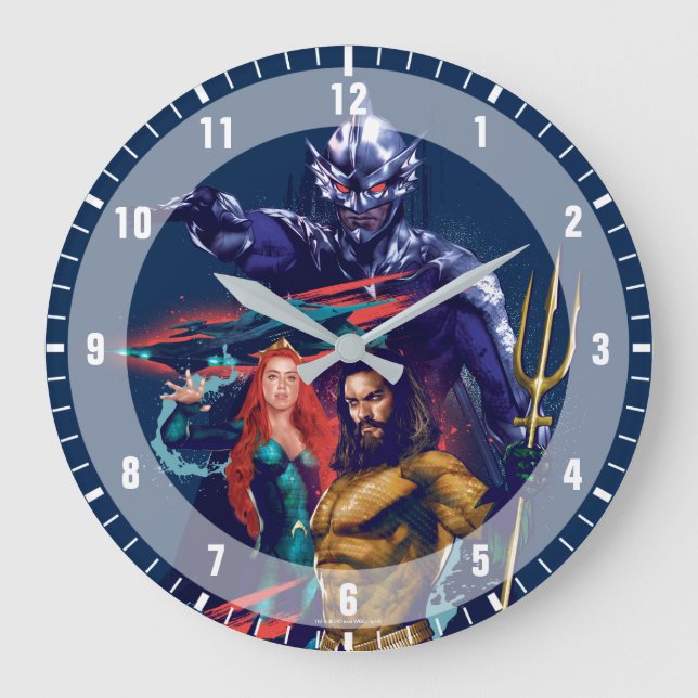 Aquaman | King Orm Versus Mera & Aquaman Large Clock (Front)