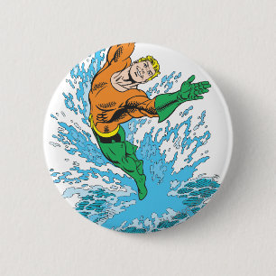 Aquaman Leaps in Wave 6 Cm Round Badge