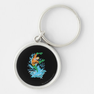 Aquaman Leaps in Wave Key Ring