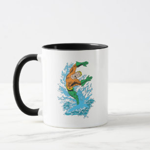 Aquaman Leaps in Wave Mug