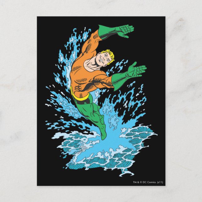 Aquaman Leaps in Wave Postcard (Front)