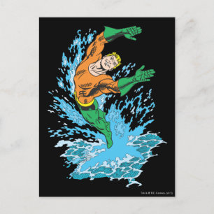 Aquaman Leaps in Wave Postcard
