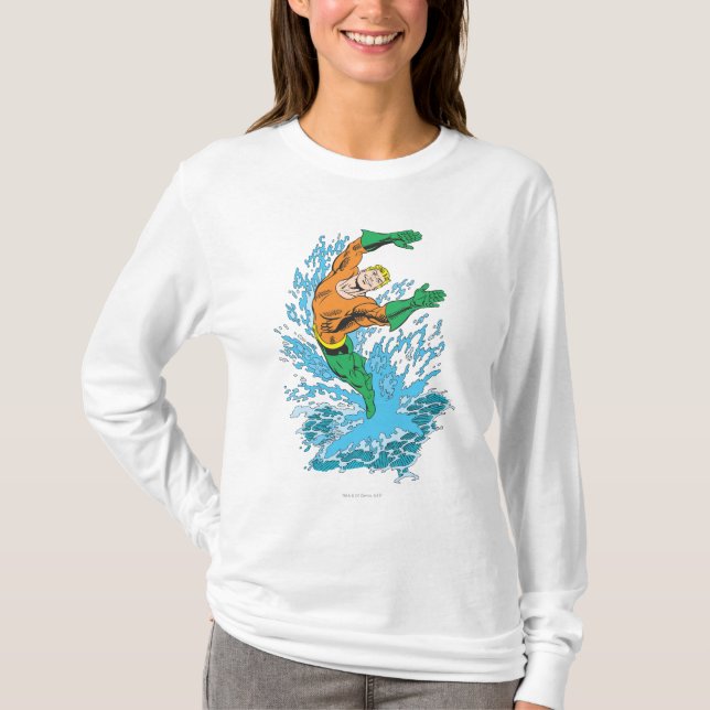 Aquaman Leaps in Wave T-Shirt (Front)