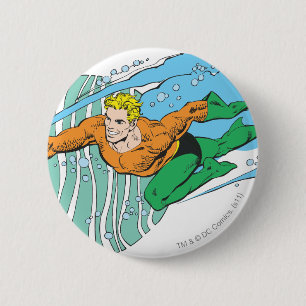 Aquaman Leaps Left 6 Cm Round Badge