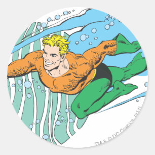 Aquaman Leaps Left Classic Round Sticker