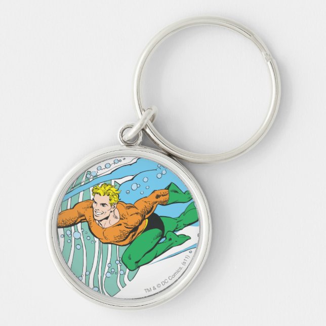 Aquaman Leaps Left Key Ring (Front)