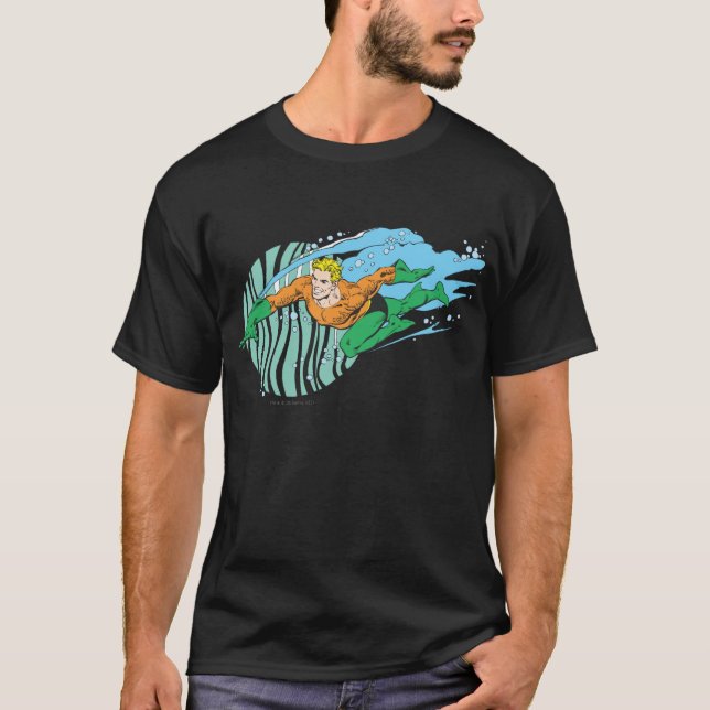 Aquaman Leaps Left T-Shirt (Front)