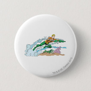 Aquaman Leaps Over Coral 6 Cm Round Badge