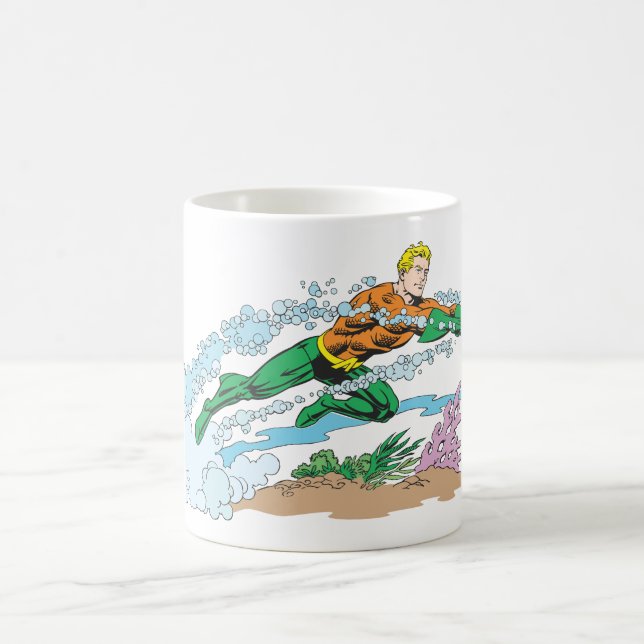Aquaman Leaps Over Coral Coffee Mug (Center)