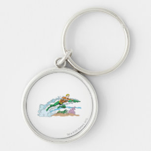 Aquaman Leaps Over Coral Key Ring