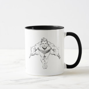Aquaman Lunging Forward BW Mug
