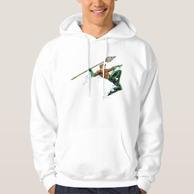 Aquaman Lunging with Spear Hoodie (Front)