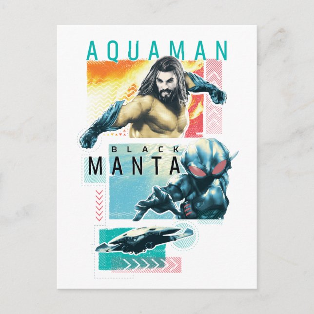 Aquaman | Modernist Aquaman & Black Manta Graphic Postcard (Front)