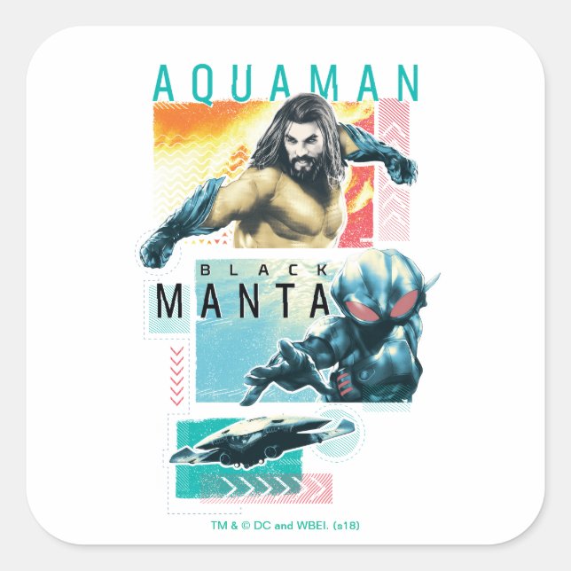 Aquaman | Modernist Aquaman & Black Manta Graphic Square Sticker (Front)
