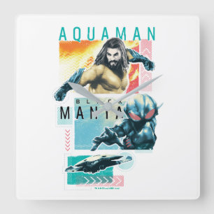 Aquaman   Modernist Aquaman & Black Manta Graphic Square Wall Clock