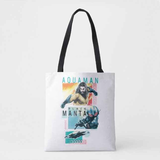 Aquaman | Modernist Aquaman & Black Manta Graphic Tote Bag (Front)