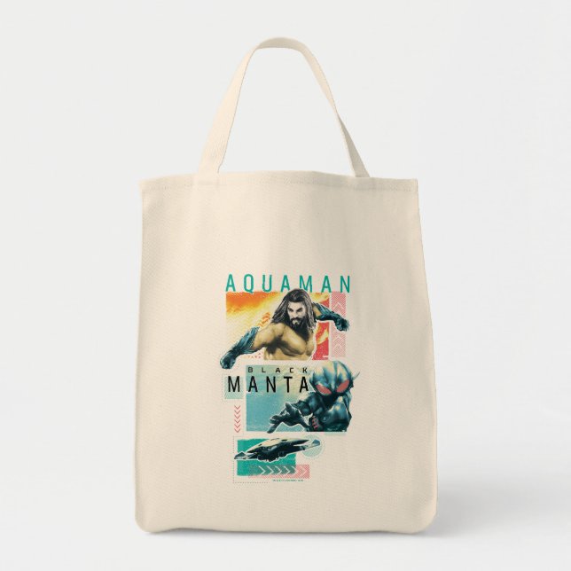 Aquaman | Modernist Aquaman & Black Manta Graphic Tote Bag (Front)