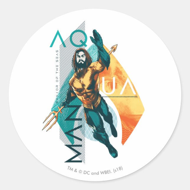 Aquaman | Modernist Aquaman Collage Classic Round Sticker (Front)