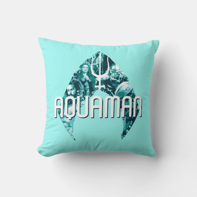Aquaman | Orin, Mera, Orm & Black Manta In Symbol Cushion (Front)