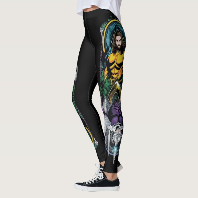 Aquaman | Orin & Orm Reversible Art Nouveau Panel Leggings (Left)