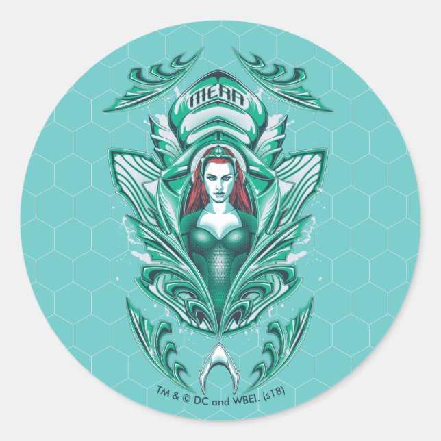 Aquaman | Ornate Mera Graphic Classic Round Sticker (Front)