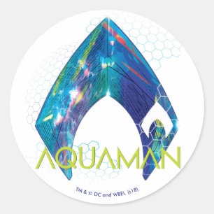 Aquaman   Refracted Aquaman Logo Classic Round Sticker