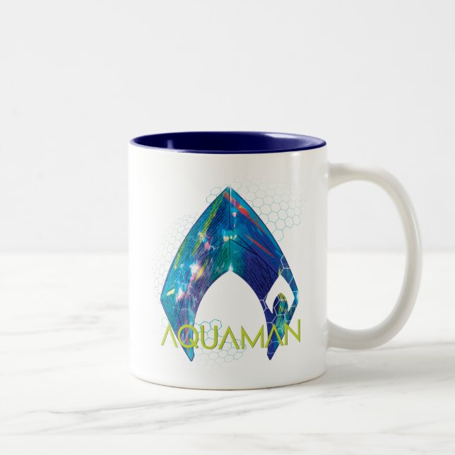 Aquaman | Refracted Aquaman Logo Two-Tone Coffee Mug (Right)