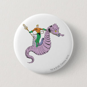 Aquaman Rides Seahorse 6 Cm Round Badge