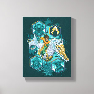 Aquaman Riding Seahorse Across Kingdoms Canvas Print