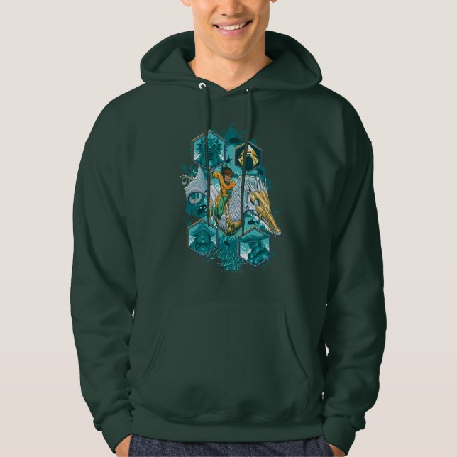 Aquaman Riding Seahorse Across Kingdoms Hoodie (Front)