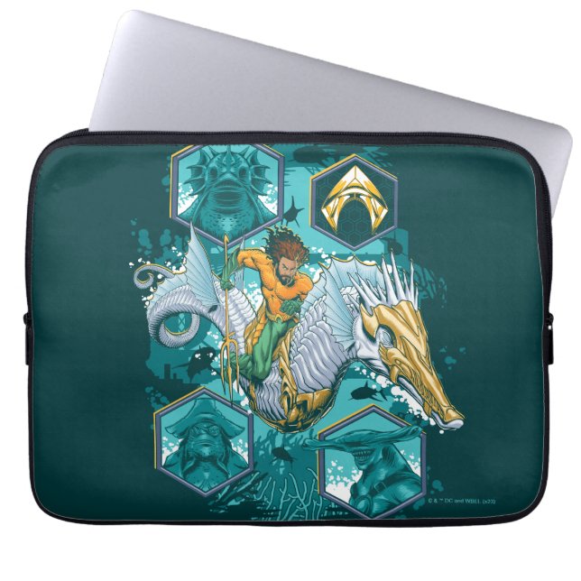 Aquaman Riding Seahorse Across Kingdoms Laptop Sleeve (Front)