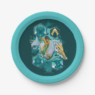 Aquaman Riding Seahorse Across Kingdoms Paper Plate