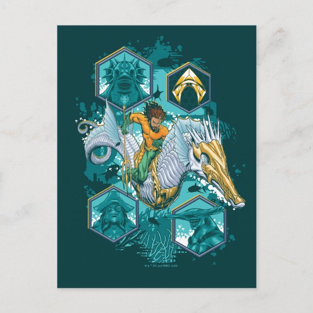 Aquaman Riding Seahorse Across Kingdoms Postcard (Front)