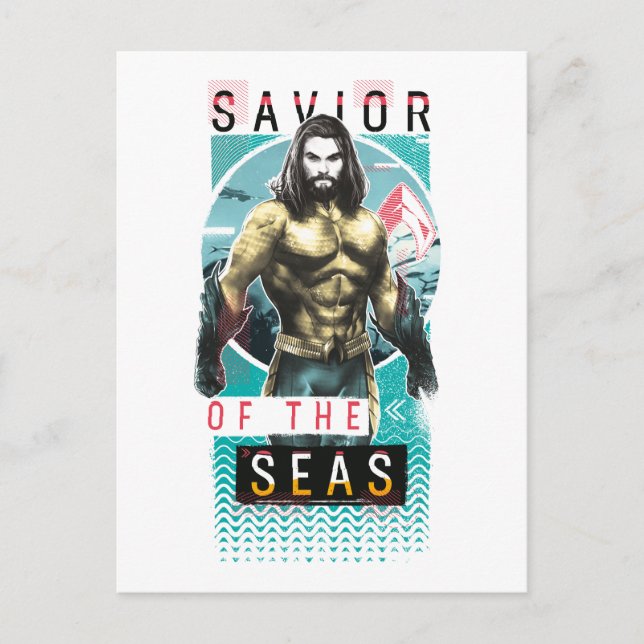 Aquaman | "Saviour Of The Seas" Modernist Graphic Postcard (Front)