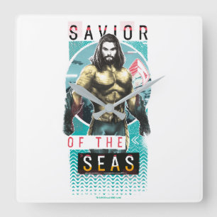 Aquaman   "Saviour Of The Seas" Modernist Graphic Square Wall Clock