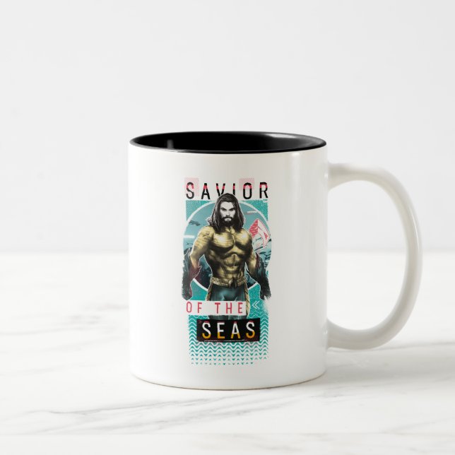 Aquaman | "Saviour Of The Seas" Modernist Graphic Two-Tone Coffee Mug (Right)