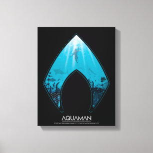 Aquaman   See Through Aquaman Logo Ocean Graphic Canvas Print