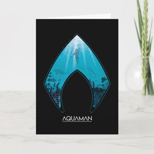 Aquaman | See Through Aquaman Logo Ocean Graphic Card (Front)