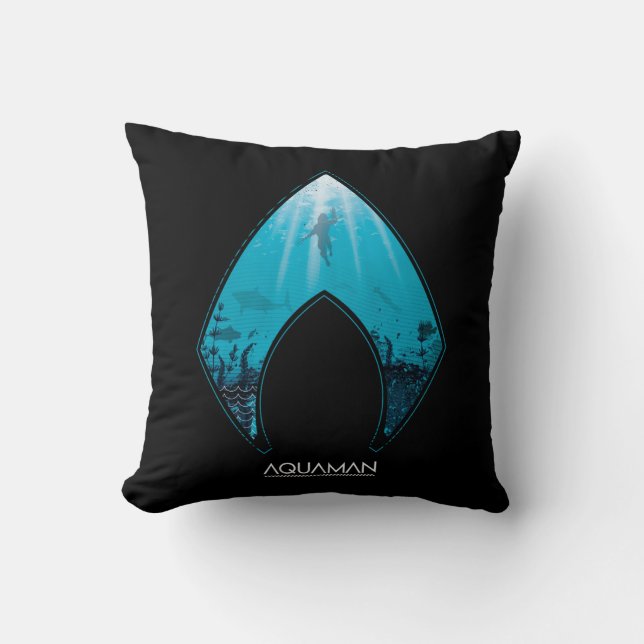 Aquaman | See Through Aquaman Logo Ocean Graphic Cushion (Front)