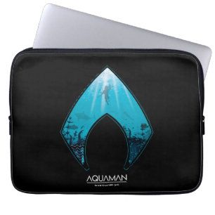 Aquaman   See Through Aquaman Logo Ocean Graphic Laptop Sleeve